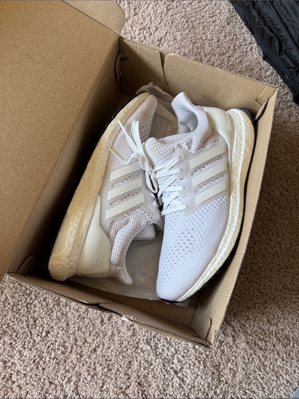 adidas ultraboost 1.0 White Knit Boost Running Sneakers